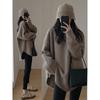 Korean Gentle Women Sweater Autumn and Winter Loose Solid Color Round Neck Mid Long Knit Sweater