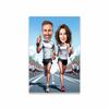 Funny Love Couple Cartoon Portrait Poster Sports Skiing Running Hiking Caricature Portrait Prints Personalized Canvas Painting