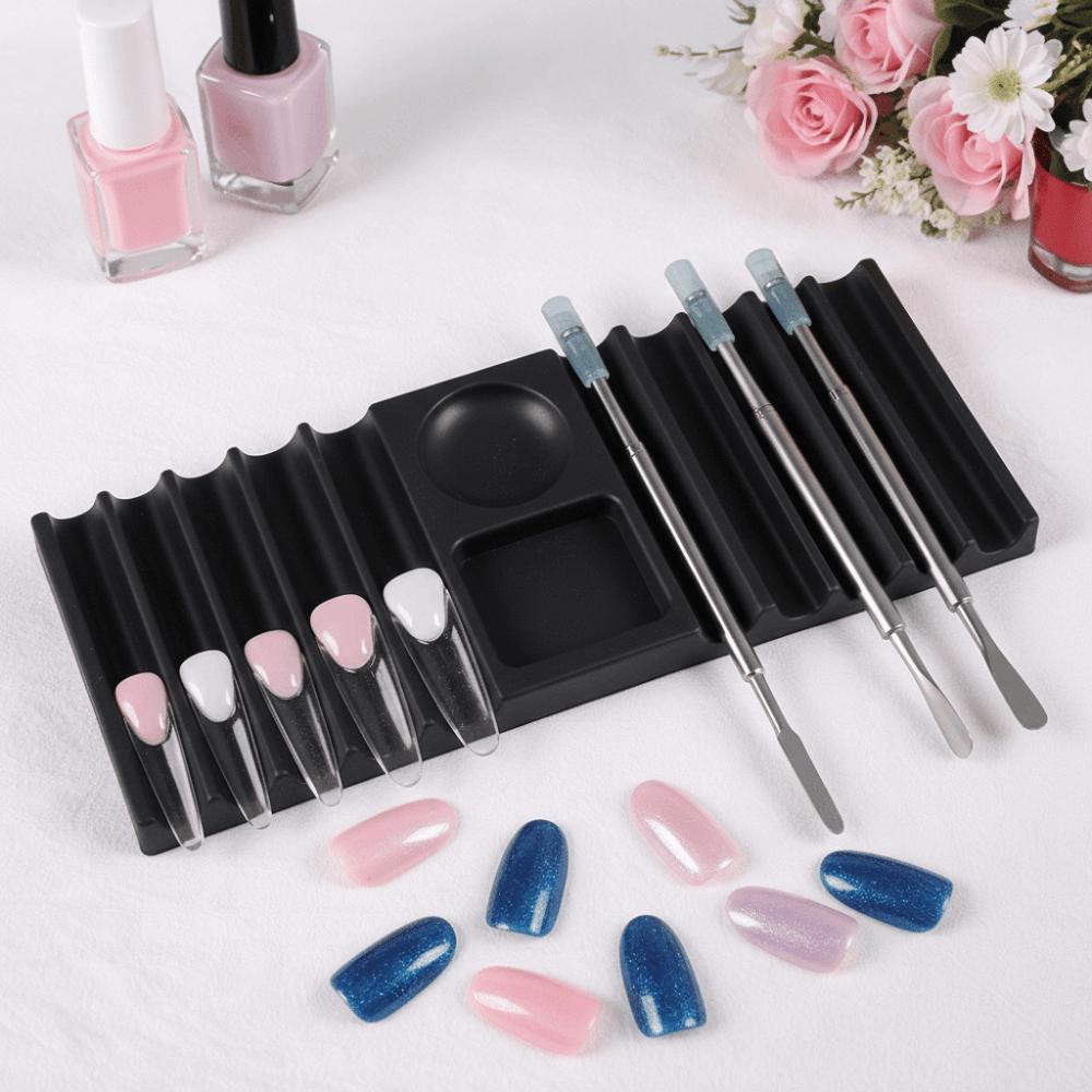10-Compartment Plastic Pen Stand with Color Palette Nail Art Tools Holder for Nail Art Painting