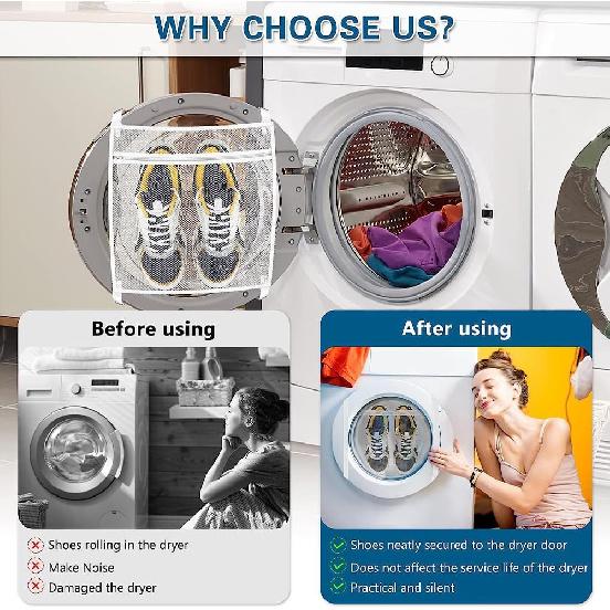 2 шт. Сумка-сетка для сушки обуви, Сетчатая сумка для стирки кроссовок Reble с эластичным ремешком и молнией, для большинства сушилок
