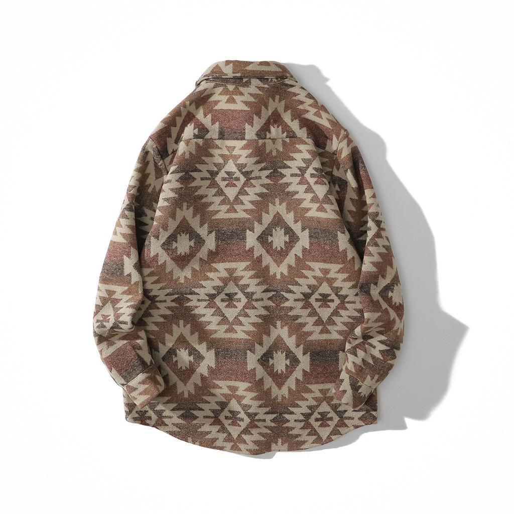 Ретро этническая рубашка с длинным рукавом мужская уличная свободная модная куртка