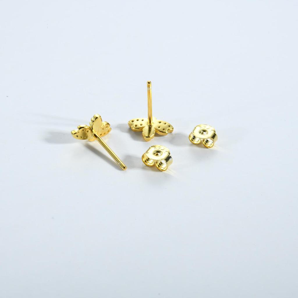 ANDYWEN Женские серьги-гвоздики из стерлингового серебра 925 пробы, золотые бабочки, стрекозы, пчелы, роскошные ювелирные изделия, 2023, свадебные украшения