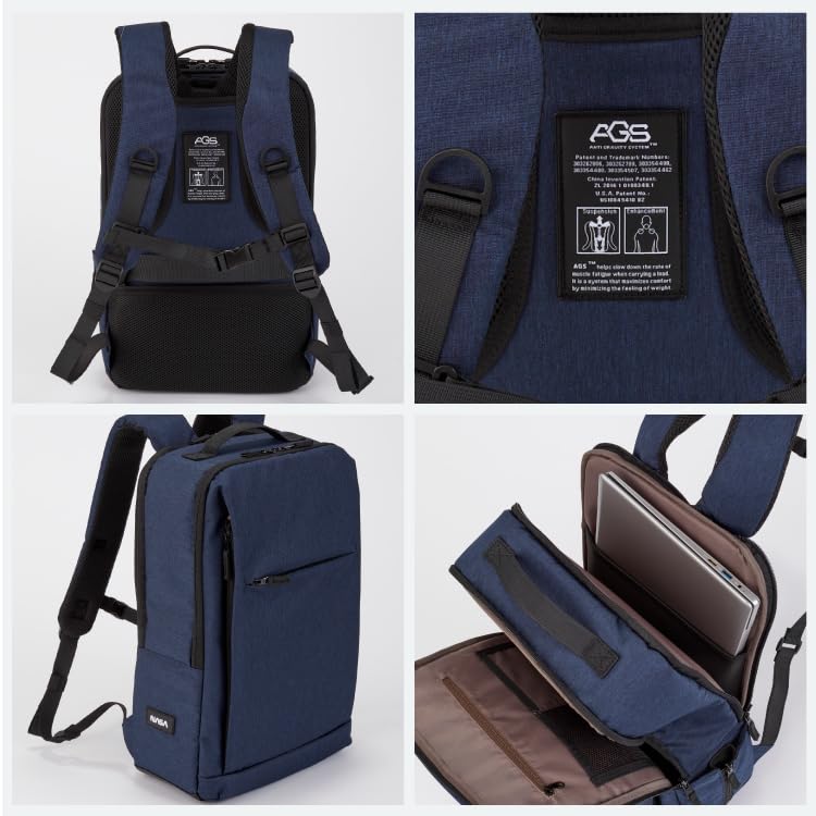 Sun Men's Wear Co., Ltd. AGS Zero Gravity Backpack, Business Bag, 30% Lighter, Perfect for Commuting and School (Navy)
