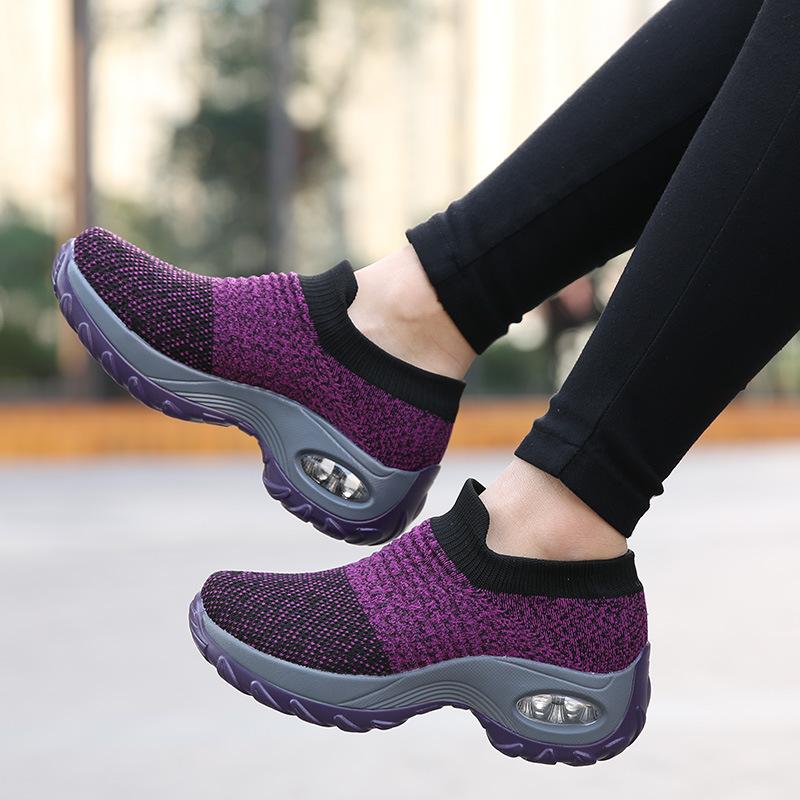 Повседневные носки, женская обувь, спортивная обувь Flyknit с большой воздушной подушкой, толстая подошва, туфли для мам, танцевальная обувь, женская обувь