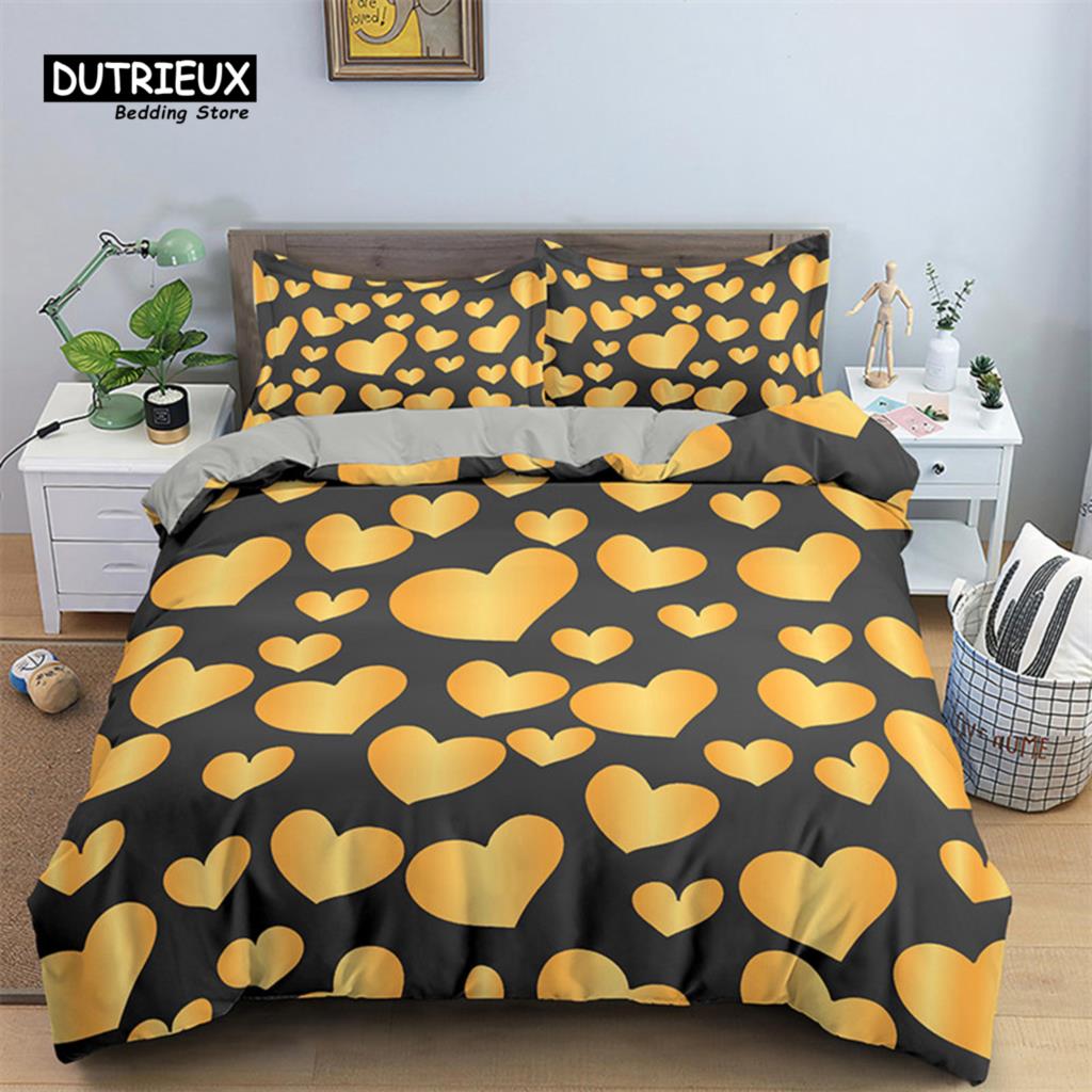 Red Rose Floral Duvet Cover Love Heart Bedding Set Microfiber Romantic Quilt Cover Queen King For Couple Wedding Valentine Decor