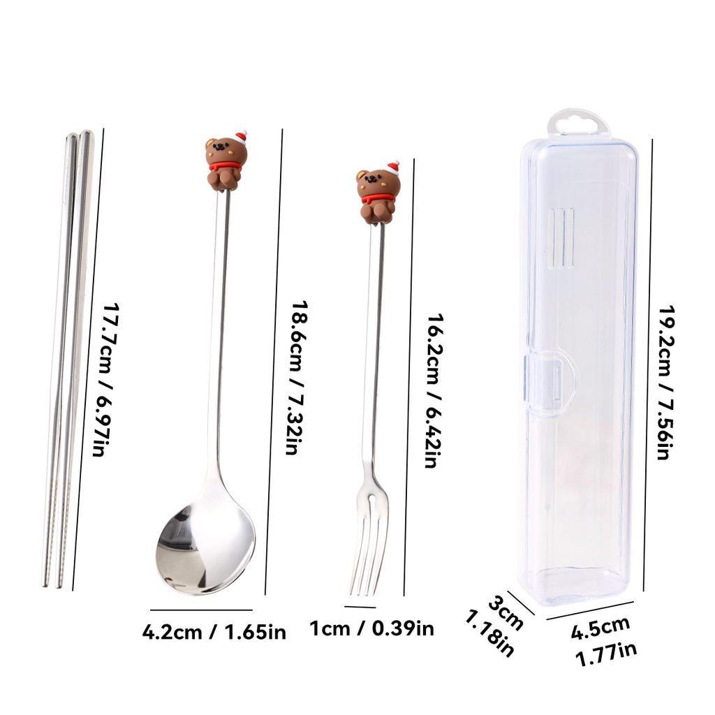 Портативный набор столовых приборов из нержавеющей стали 316, вилка, ложка, палочки для еды, с коробкой, рождественский набор столовых приборов, многоразовая посуда