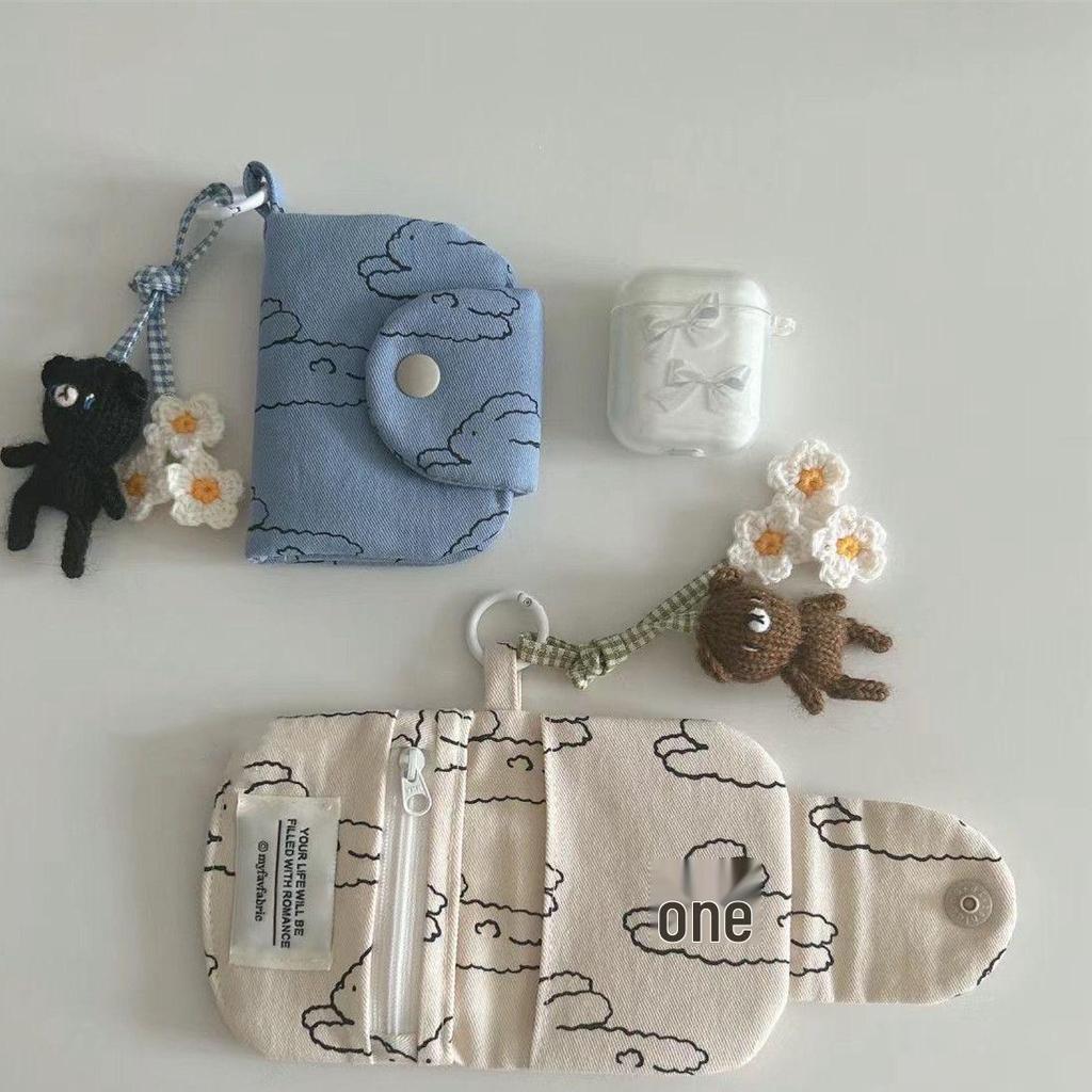 Милый холщовый держатель для карт и кошелек для монет с цветочным принтом «Ромашки» и многослойным дизайном