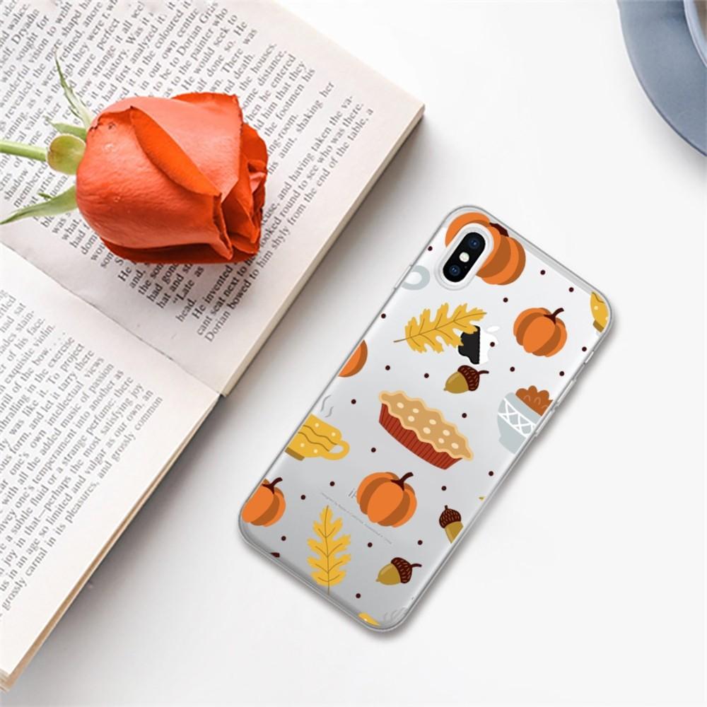 Осенний тыквенный лист Чехол для телефона Для IPhone 11 12 13 14 Mini Pro Max XR X XS TPU Прозрачный чехол Для 8 7 6 Plus SE 2020