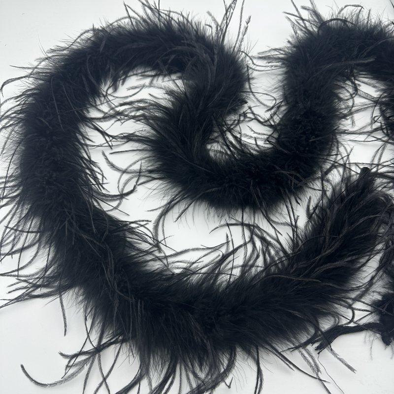 DIY 1 Ply Ostrich Feathers Boa 2Meters Shawl for Party Lady Dress Decoration Scarf Clothing DIY