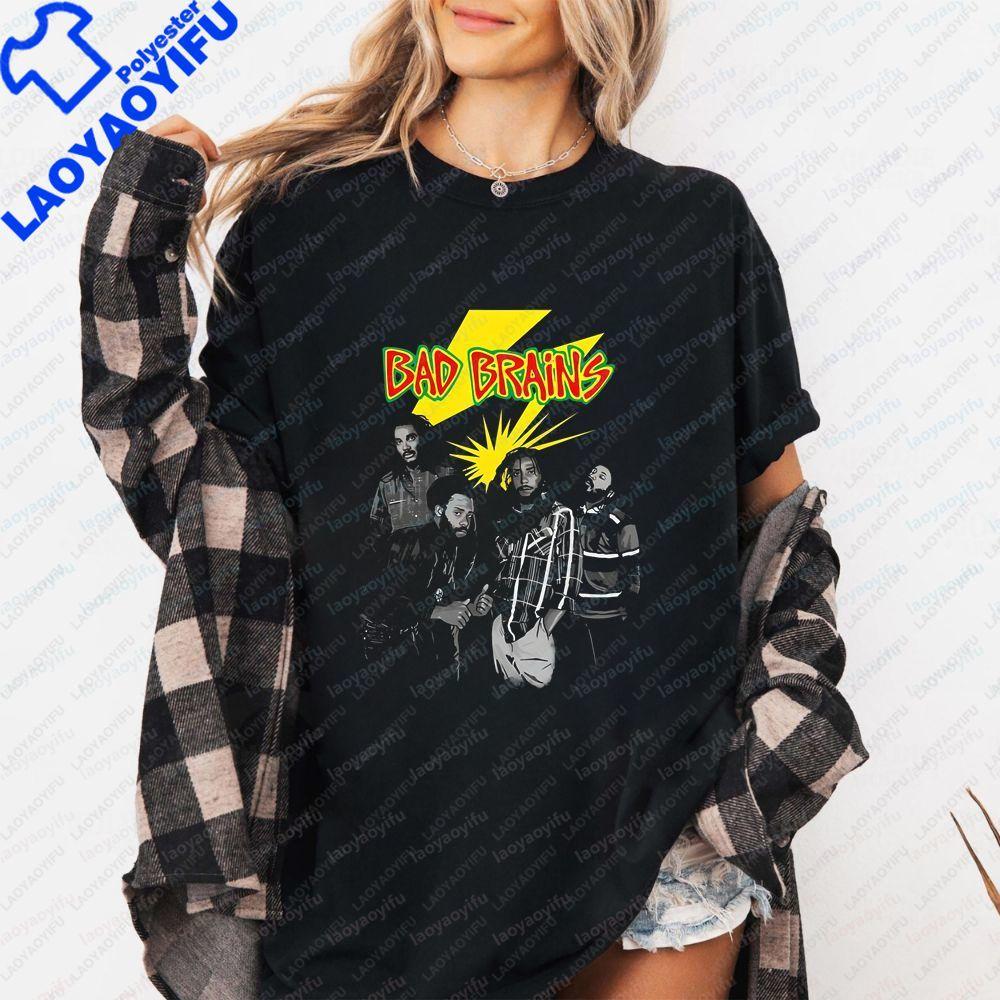 Bad Brains Classic Sports New Style Longsleeved Top and Tshirt Trendy Shortsleeved Unisex Pattern Roundneck Tshirt