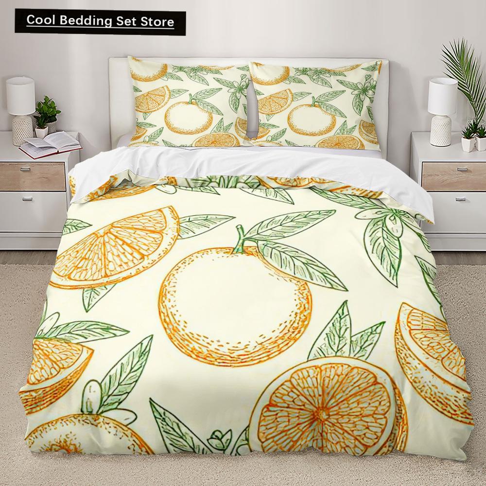 Cartoon Fruit King Queen Duvet Cover Summer Tropical Fruit Bedding Set for Boy Girl Banana Pear Red 2/3pcs Polyester Quilt Cover