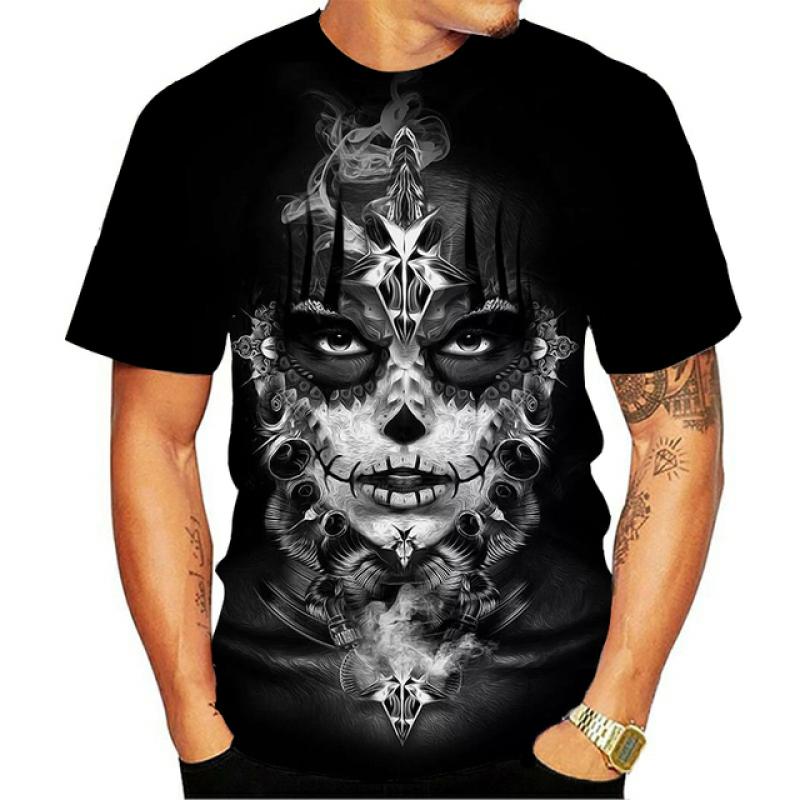 Men's Y2k T-Shirt Short Sleeve Indian Graphic 3D Print Top Oversize Streetwear Fashion Tee Harajuku Hip Hop Vintage Men Clothing