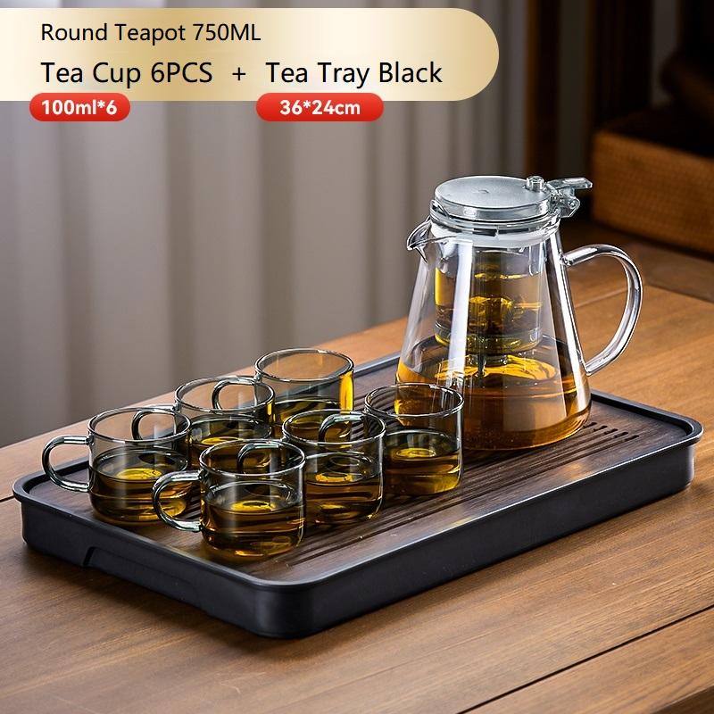 750 мл стеклянный чайник для домашнего использования с фильтром One Click, простой высококачественный чайный набор, устойчивость к боросиликатному слою, высокая температура
