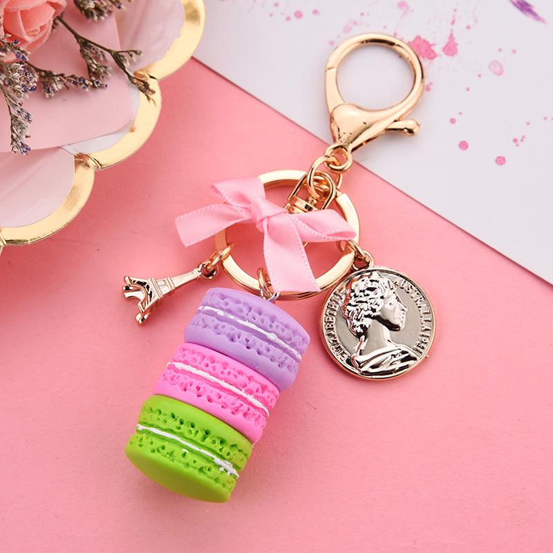 Personalized Butterfly Macaron Cake Keychain with Gold Tag and Book Packaging
