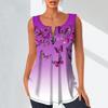 Women's Fashion V Neck Shirts Casual Tops T-shirt Ladies 3D Flying Butterfly Print Vest Plus Size Sleeveless Blouse Tank Tops