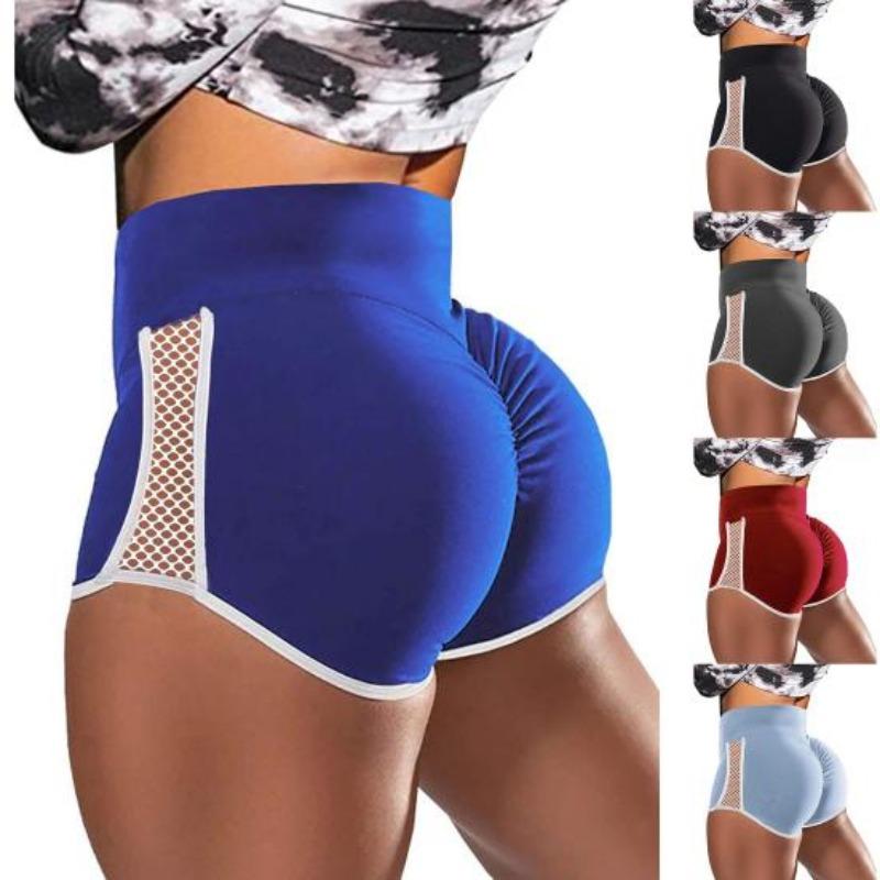 Women Sports Shorts Sexy High Waist Hip Lift Abdomen Tightening Hollow Out Push Up Yoga Shorts