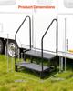 RV Steps with Dual Handrails, 2 Steps, 300 kg Load Capacity, Heavy Duty Outdoor RV Stairs with Non-Slip Mat for Elderly/Pets, Portable Stairs for Hot