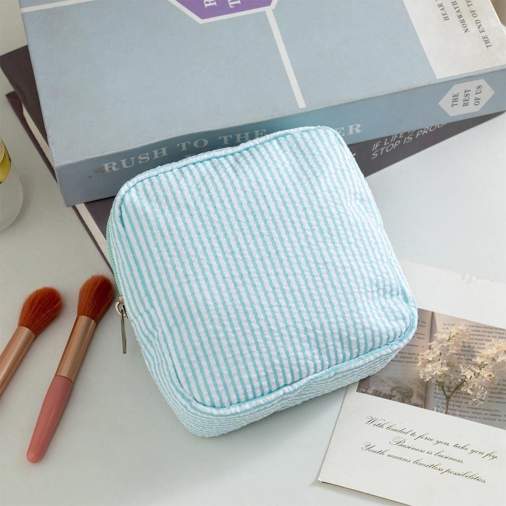 Основной Держатель Seersucker Сумка-косметичка для гигиенических прокладок Полосатый узор Многофункциональная косметичка Мини-сумка для макияжа Женская