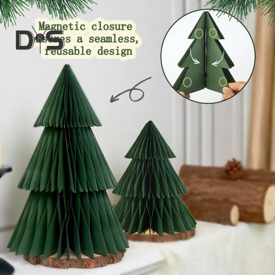 3D Paper Christmas Tree Reusable Tabletop Decor Honeycomb Tree Easy Assembly Mini Xmas Tree for Festive Party Table Centerpiece