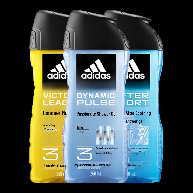 Мужской гель для душа, шампунь и средство для умывания 3-в-1 Adidas - Passion