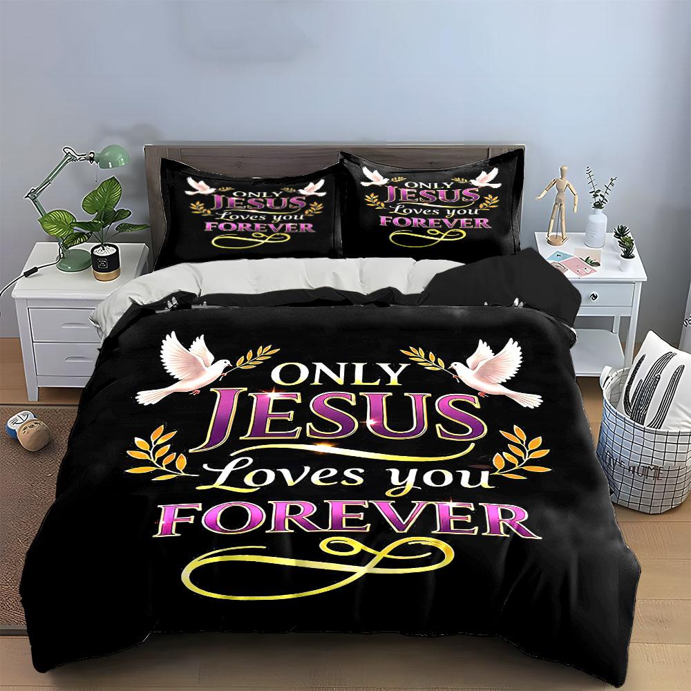 "Only Jesus Loves You Bedding" Bedding Duvet Cover Set Duvet Cover Pillowcases (1 * Duvet Cover 2 * Pillowcases, without duvet insert)