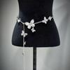 Elegant Multilayer Pearl Waist Chain Butterfly Belly Chain Retro Y2k Waistband  Dress Accessories