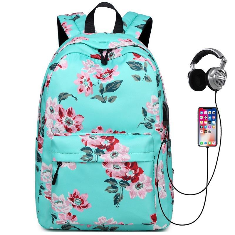 Teens School Backpack Set Girls Women School Bags Lightweight Waterproof Nylon Travel Floral Kids Bookbags Casual Daypack