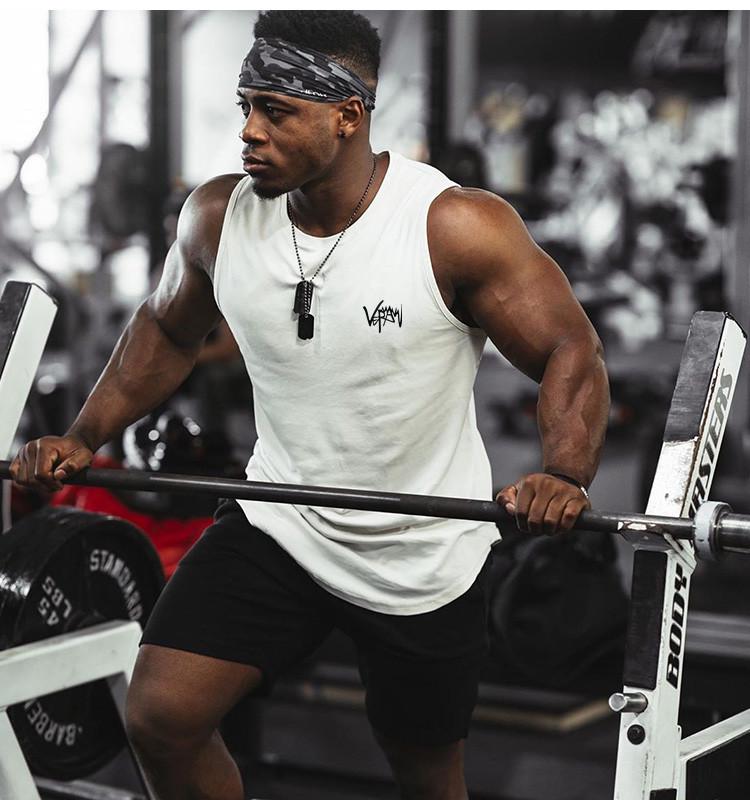 Мужская быстросохнущая майка слим-фит - Модная спортивная футболка без рукавов для бега 2021