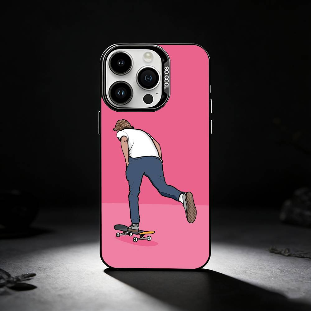COOL S-Skateboard Phone Case For iPhone 17,16,15,14,13,12,11 Plus,Pro Max,XS,Colored silver phone case