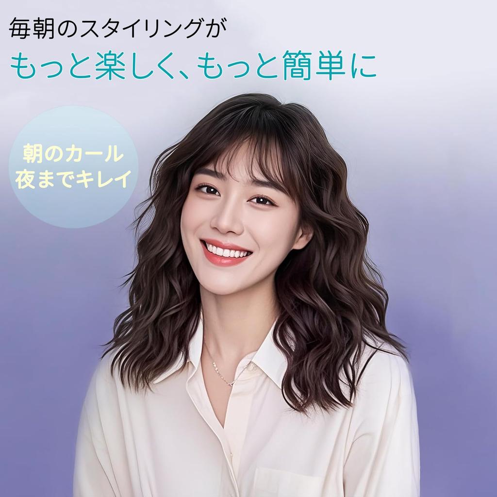 26mm Curling Iron, Wave Iron, Clamp-On Hair Iron, 140°C-220°C, 5 Temperature Settings, Burn Prevention, Emits 10 Million Negative Ions (Black)