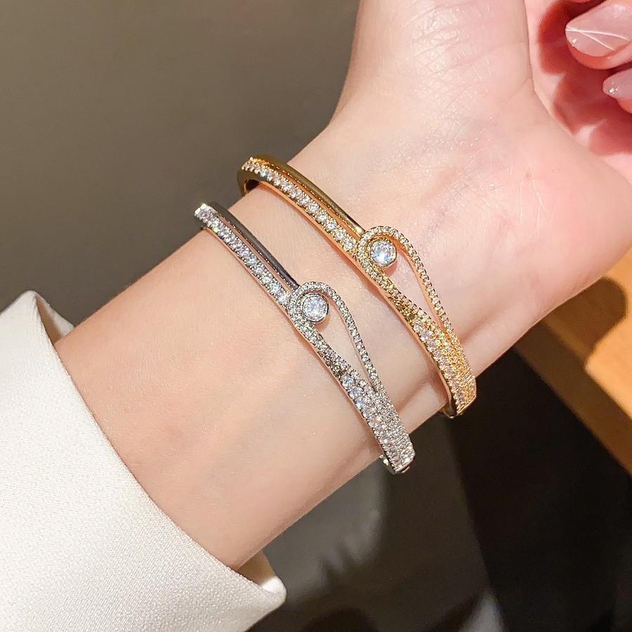 Минималистичный браслет-браслет с цирконом для женщин, ювелирное изделие с позолоченной медью