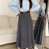Модные новые винтажные плиссированные А-силуэта свободные юбки женские с высокой талией тонкие элегантные юбки средней длины женские повседневные однотонные простые женские юбки с поясом 26110