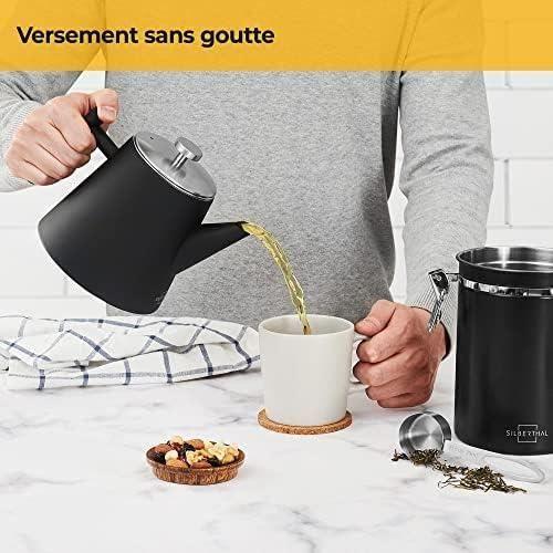 Théière - SILBERTHAL - Inox Double Paroi - 1 Litre - Filtre Amovible - 6 à 8 Tasses