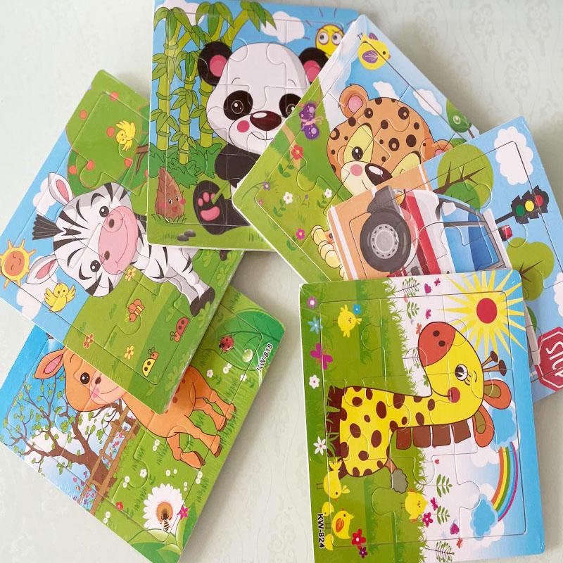 Лидер продаж, 12/9 шт., деревянные пазлы для детей, детские деревянные мультяшные транспортные средства, животные, обучающие развивающие игрушки для детей, подарок