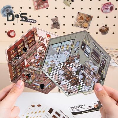 4 комплекта DIY 3D наклейки для дома с пинцетом Создайте свою собственную мини-комнату, сцену для супермаркета, кафе, ресторана, книжного магазина, наклейки для взрослых и детей, стресс