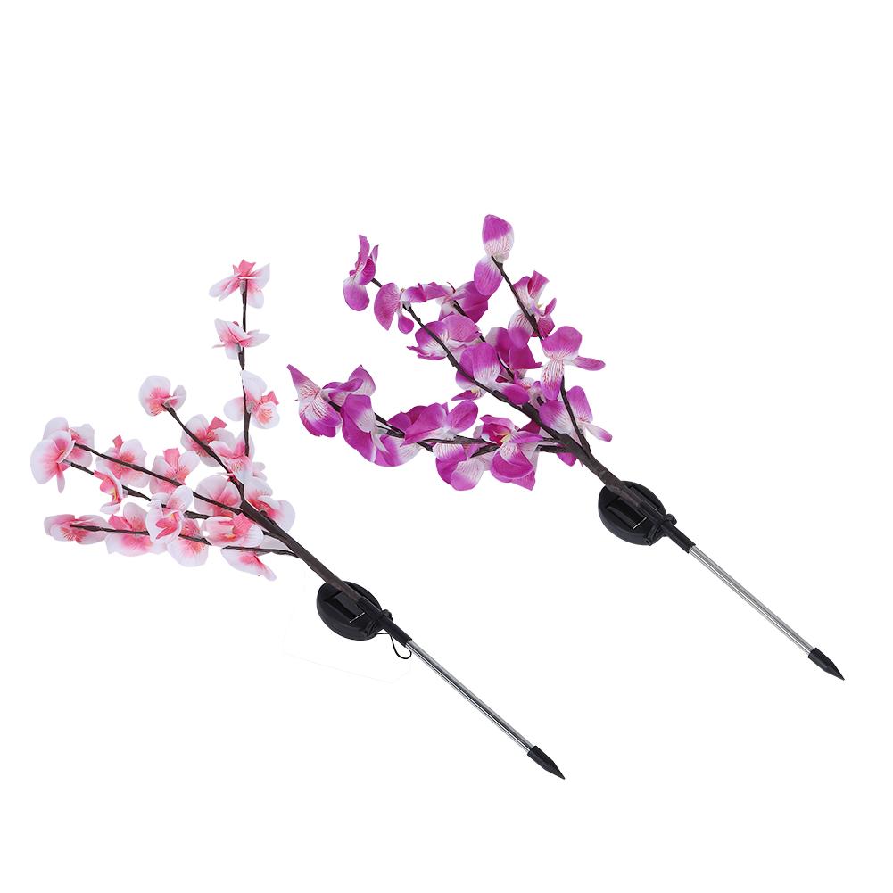 2Pcs/Set Solar Power LED Artificial Orchid Tree Lights for Garden Courtyard Lawn Decoration