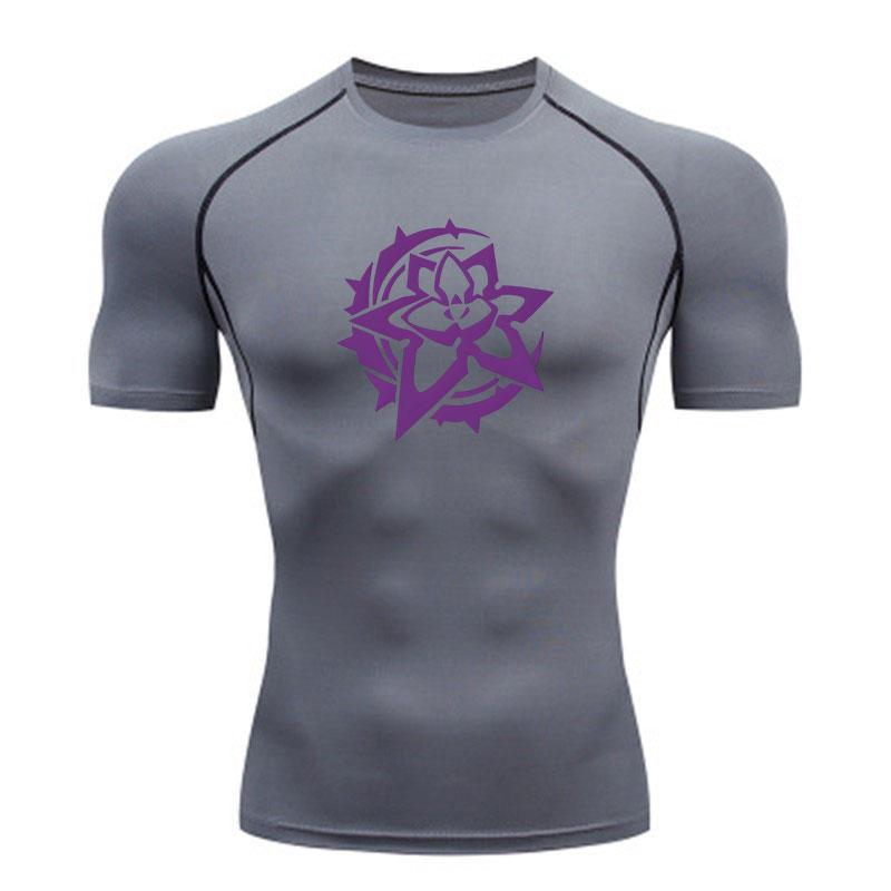 Men's Quick Dry Compression Athletic T-Shirt, Purple Geometr
