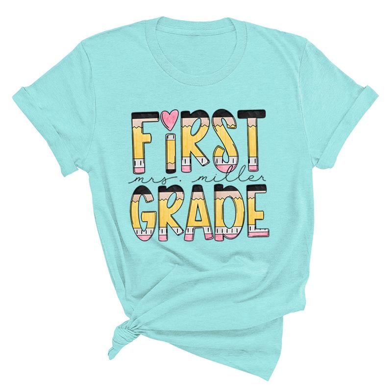 Футболки женские из чистого хлопка с короткими рукавами и круглым вырезом, повседневные, с принтом букв, летние, первого класса