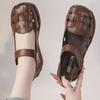 Women's Genuine Leather Thick-Soled Roman Sandals - High-Heel, Breathable, Comfortable for Mothers
