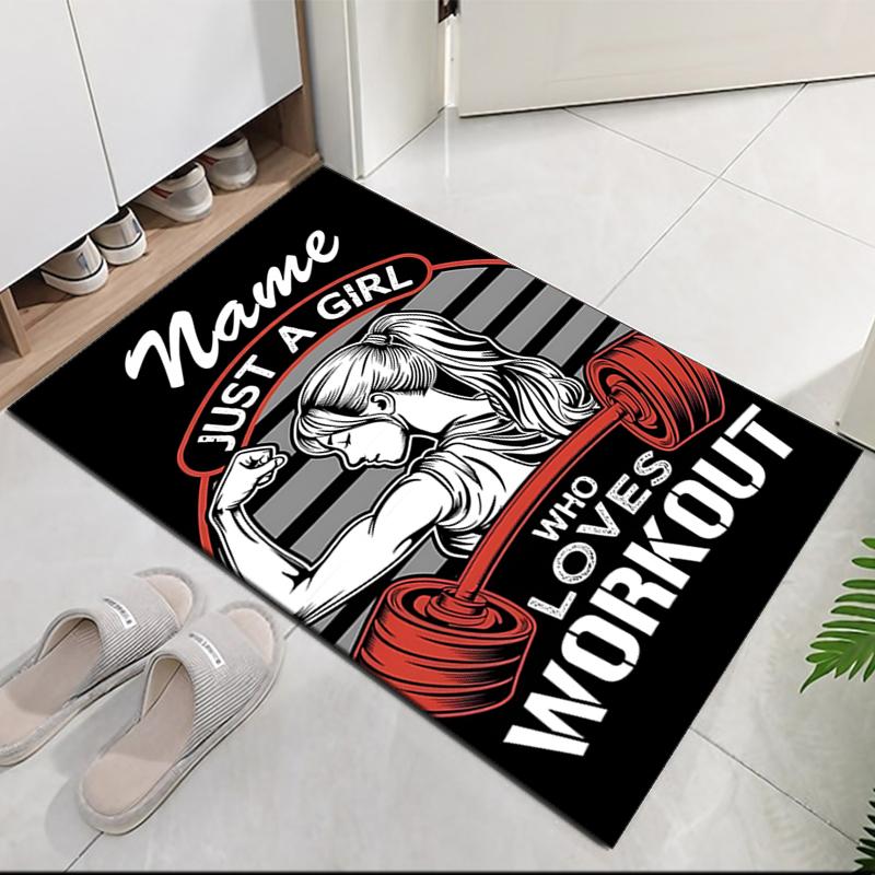 Custom Name weightlifting Printed Carpet, for Office Chair Living Room Bedroom Kitchen Room Decor Gifts.