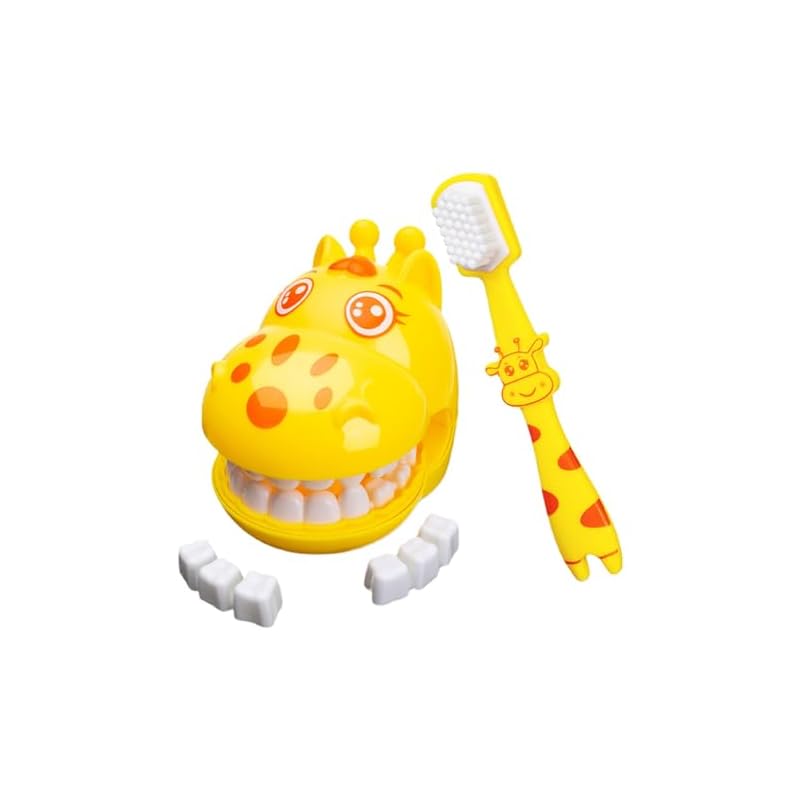 Игрушка для чистки зубов малыша, Игрушка-модель зуба жирафа | Съемный жираф Домик для развития гигиенических привычек, Игрушка-стоматолог