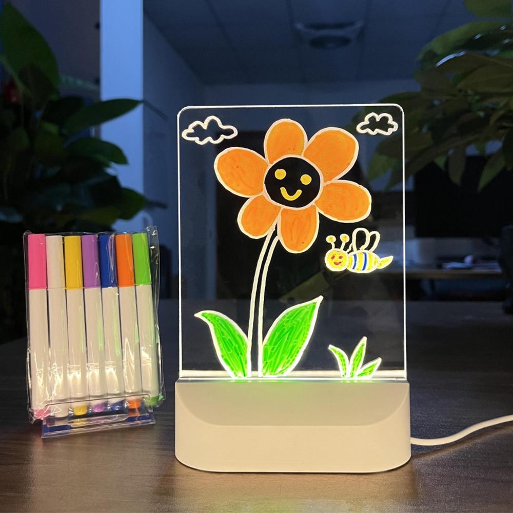 Новинка, светодиодная доска для заметок с 7 цветами, акриловая доска для сообщений, ночник, светящийся наружу, доска для рисования для детей