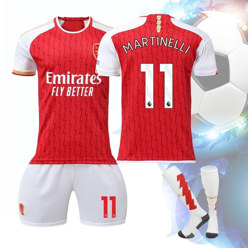 2023-24 Arsenal Home 7 Saka 8 Elneny 9 Jesus 11 Martinelli Football Jersey Sports Apparel For Kids