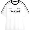 Li Ning Футболка с принтом полоски с надписью Свободная Повседневная Круглый вырез Короткий рукав Унисекс Топы Белый AHSU657-1(КОМАНДА702-3.4.20)