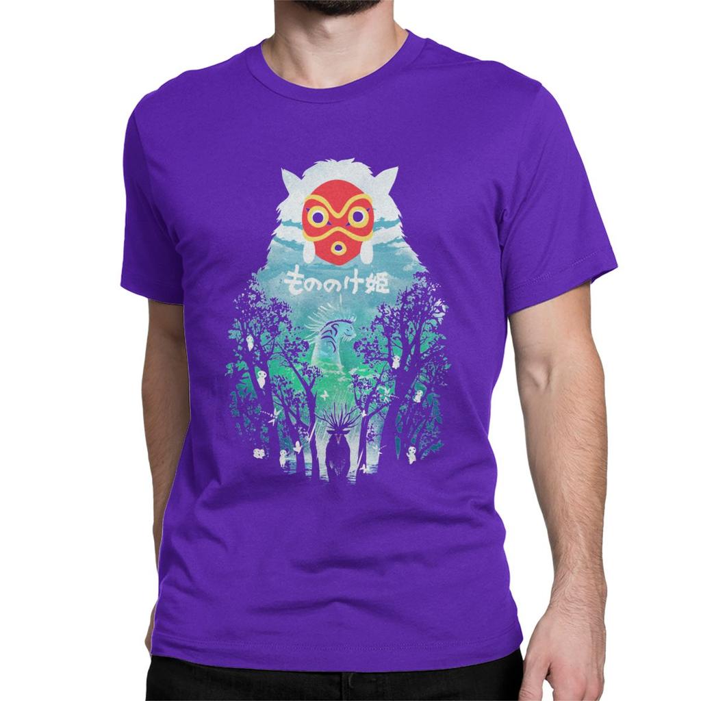 Vintage River Flows In You T Shirt For Men Pure Cotton T Shirts Princess Mononoke Ghibli