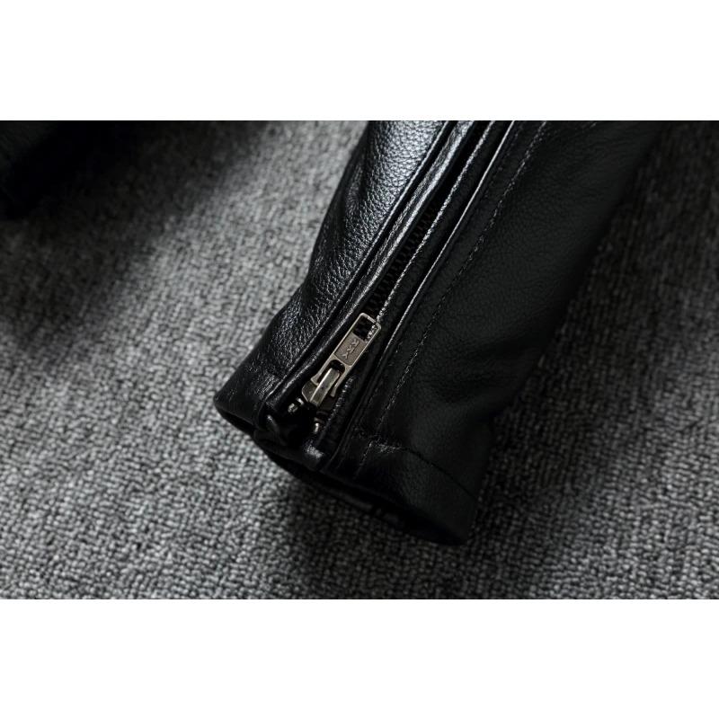 Китайский размер Тяжелая мотоциклетная куртка Club Biker Coat Настоящая коровья кожаная куртка для мужчин Съемный капюшон для верховой езды Мужская кожаная куртка