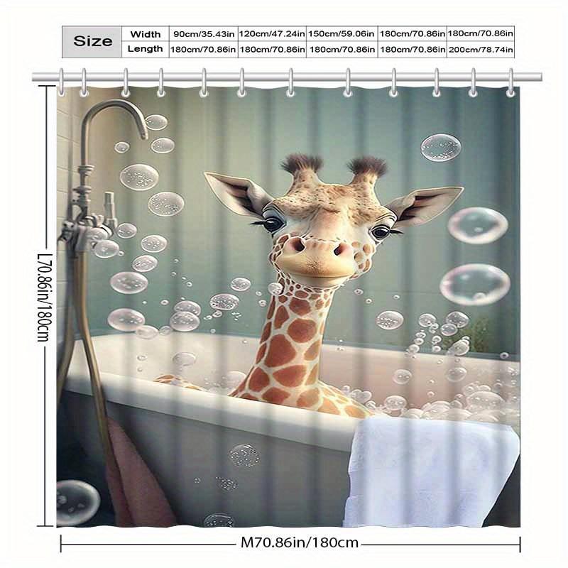 Cute Giraffe Shower Curtain Waterproof Fabric Bathroom Curta Bubble Bath Screen Divider Home Decor With Hooks