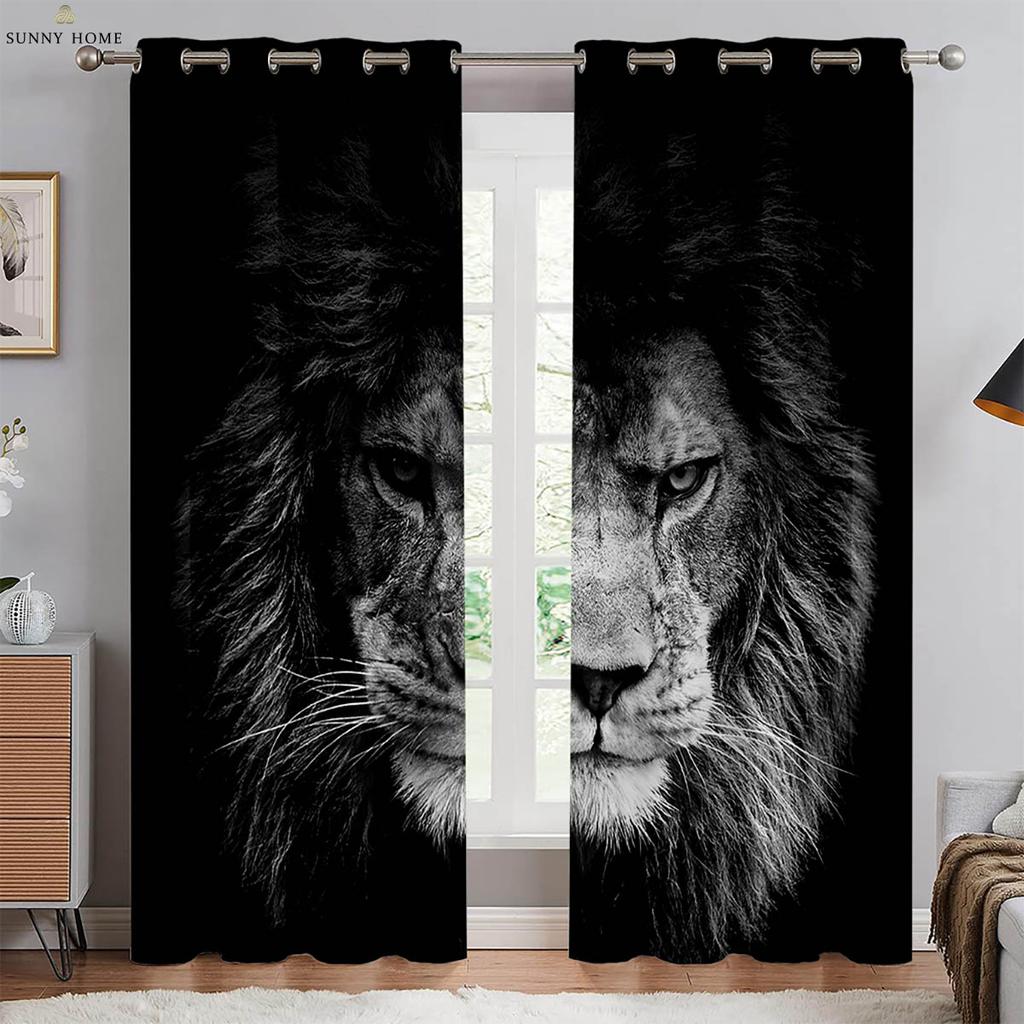 Тигр Лев животное 3D печать занавеска спальня гостиная кабинет кухня затемнение теплоизоляция занавеска украшение дома 2 шт