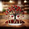 Rose Tree Sculpture 2D Love Witness Decorative Office Compact Collectable Table Centerpiece Bohemian