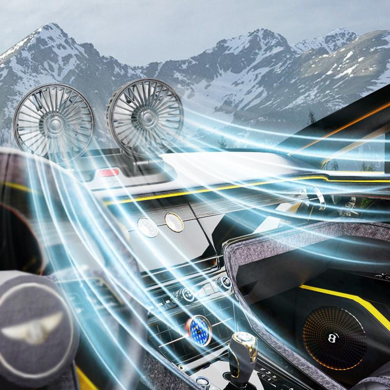 Car Fan 360° Adjustable 3 Head Air Fan Automotive Electric Fan Usb/12V/24V Fan 2 Speeds Car Silent Fan For Home Desk Office&Car